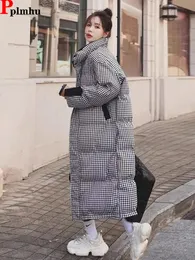 Kvinnor ner parkas vinter varma hundstotten lång snö waer vadderad kappa vindtät fluffiga bomullsjackor koreanska lösa quiltade casaco 231023