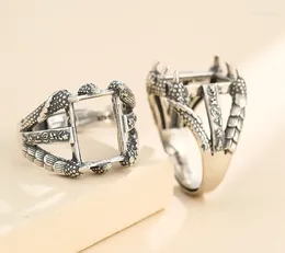 Cluster Rings 12 15,5mm 925 Sterling Silver Men Semi Monta Bases Blanks Base Blank Pad Vintage Dragon Claw Ring Set Set Diy A5358