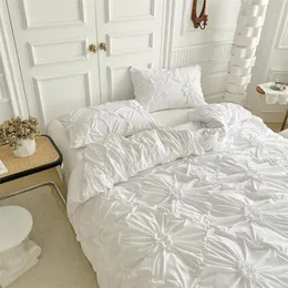 Bettwäsche-Sets Hochwertige dreidimensionale Twist-Blumen-Set Queen Pinch Plissee Crafts Bettbezug Doppeldecken-Sets 231023