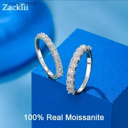 Anéis de casamento % Moissanite Aliança de casamento de prata esterlina Anéis de casamento VVS1 diamante meia eternidade anel empilhável para mulheres 0,5CT 0,7CT 1CT Q231024