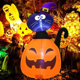 その他のイベントパーティーのサプライ5フ​​ィートハロウィーンインフレータブルデコレーションカボチャ猫ハロウィーン爆破装飾がLEDライト231023