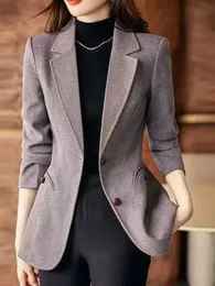 Ternos femininos blazers moda temperamento lapela manga longa casual blazer profissional elegante chique roupas casualall-match primavera outono 231024