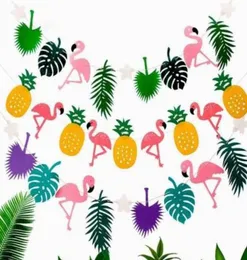 Hawaiian Tropical Flamingo Pineapple Banner Felt Flag Garland Bunting Summer Party Wedding Christmas hen night baby shower Decorat3768885