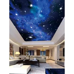 Wallpapers Custom Painting Starry Night View Childrens Room Ceiling Wall Mural Modern Designs 3D Living Bedroom Wallpaper Papel De D Dhh0G