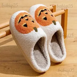 Slippers 2023 Multi-Color Style Halloween Pumpkin Slippers Grimace Plush Flat Shoes Men's And Women's Holiday Slippers Halloween Gift T231024