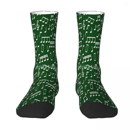 Herrstrumpor Vita musikanteckningar om Green Bakgrund Sock Män Kvinnor Polyester Strumpor Anpassningsbar design