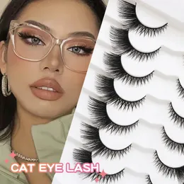 False Eyelashes 5 7 10Pairs Cat Eye Lash Makeup Women Lashes Wholesale Natural Faux Mink Cat's Eye Eyelashes 231024