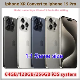Renoverad original Unlocked iPhone XR Covert till iPhone 15 Pro -mobiltelefon med 15 Pro/15 Pro Max -kamerautseende 3G RAM 64 GB 128 GB 256 GB ROM Mobiltelefon, A+Condition