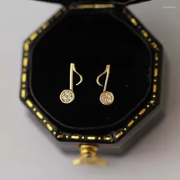 Studörhängen CMajor 9K Solid Gold Earring Lovely Sweet Elegant Creative Music Symbol form minimal enkel gåva för kvinnokider