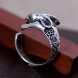 Küme halkaları katı saf s925 sterling gümüş bant kadın kafa figür yüzüğü 12x8mm ayarlanabilir