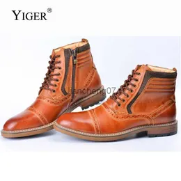 Boots Men Brogue Man Oxford Winter Genuine Leather Big Size shoes Male dress Business lace-up Men's Ankle boots YQ231025