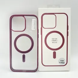Capas magnéticas para carregador sem fio Magsafe à prova de choque para iPhone 15 14 13 12 11 Pro Max Candy Color TPU Acrílico Matte PC Case Proteção pára-choques com pacote de varejo