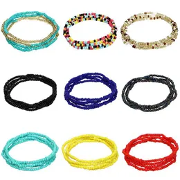 European and American cross-border jewelry simple multi-layer handmade beaded colorful rice bead bracelet versatile elastic waist chain for women