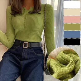 Womens Sweaters Women Cute Button Up ONeck Long Sleeve Pullovers Autumn Knitted Bottoming Shirts Korean Single Breasted Undercoat Tops 231024