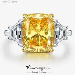 Wedding Rings Vinregem 925 Sterling Silver Oval 5CT VVS1 Fancy Yellow Pink Sapphire Aquamarine Citrine Synthetic Moissanite Ring Drop Shipping Q231024