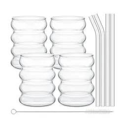 Canecas Copo de vidro de camada única com palha bebendo café copos de uísque leite material de água 231024