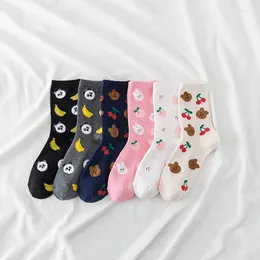 Women Socks Cartoon Panda Cotton Black Fashion Casual Bear Short Sock Fruit Animal Ladies Cute Woman Funny Harajuku Banana Sox