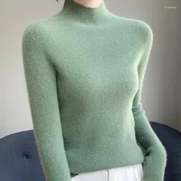 Kadın Sweaters Ohryiyie Cashmere Yavurucu Kadın Saklama 2023 Sonbahar Kış Uzun Kollu Örgü Süveter Katı Kadın Jumper Üstleri Lady