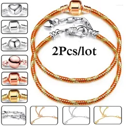 سحر أساور 2pcs/الكثير من الأزياء البرتقالية 3 مم سلالة ملائمة DIY Beads Bracelet Bracelet Baselet Bulsera Bijoux Jewelry for Women Men