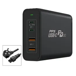 245W GAN-laddare USB-C Power Adapter 4-port PD 100W QC 22,5W Mini Wall Charger för MacBook iPad iPhone-AU Plug