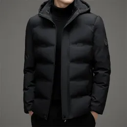 Homens Down Parkas High End Fashion Down Jacket Masculino Chapéu Destacável 2023 Inverno Business Casual Engrossado Algodão Quente Com Capuz Casaco À Prova de Vento 231023