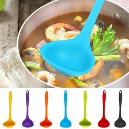 Spoons Silicone Soup Spoon Long Handle Ladle Non Stick Dishwasher Safe Cooking Utensils Heat Resistant Kitchen Gadgets