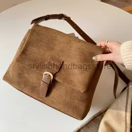 Shoulder Bags Bags faux suede women's voice bag Portable simple women's large handbag Messenger bag Solid color wallet Women's book bagstylishhandbagsstore