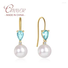 Pendientes CANNER de plata 925 con perla de zafiro, colgante de circonita, Piercing para mujer, joyería fina de boda, regalo Brincos