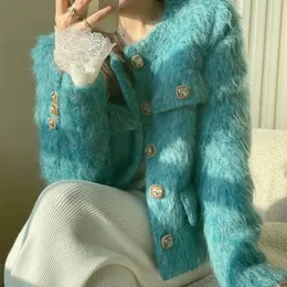 Kurtki damskie retro jesienna zima tweed wełna jacke kobiety małe zapach pojedynczy piersi o-dół ciepła krótka marna 231023