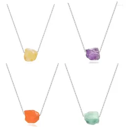 Ожерелья с подвесками, модное простое ожерелье из необработанного камня с кристаллами Рейки для женщин, ювелирное изделие в подарок, натуральный минерал, нерегулярное колье из руды