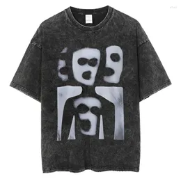 Erkek Tişörtleri Harajuku İskelet Grafik Gotik Pamuklu Erkekler Tshirts Yıkanmış Kısa Kollu Üstler Tee Komik Giyim