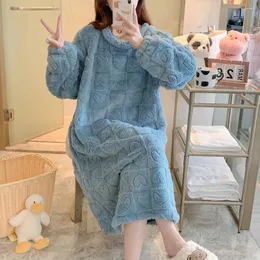 Women's Sleepwear Dress For Fat 5XL Peignoir Woman Winter Nightdress Female Coral Velvet Long Thick Large Flannel Women Pajamas Sleep