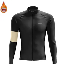 Комплекты трикотажа для велоспорта Зимняя мужская велосипедная куртка с длинными рукавами HUUB ЧерныйСинийЖелтый Camisa De Time Ciclismo Maillot Велосипедная теплая одежда Термотопы 231023