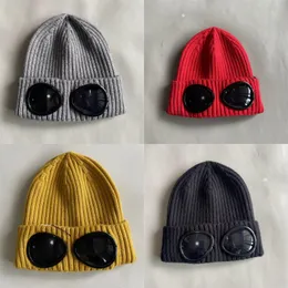 Designe Caps Ribbed Mens Beanie 두 Goggle Winter Hats Knit Bonnet Lens Beanie 힙합 두껍게 여성을위한 단색 보닛 HJ02