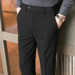 Мужские брюки, мужские брюки 2023, дизайн, мужские брюки в английском стиле, костюм в двойную полоску, весенне-осенняя одежда, деловая повседневная облегающая нижняя часть