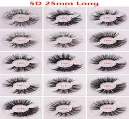 DHL Long Dramatic Mink Lashes 3D Mink Eyelash 5d 25mm طول السمك السميك Mink Handmade Handmade False Eye Makeup Maquiagem Ld Series4625561