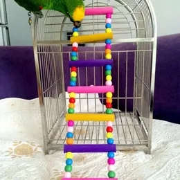 Andra fågelförsörjningar Vackra flerfärgade stege Bridge Budgie papegoja klättring bett trä Braid Toy Parakeet Swing Hanging