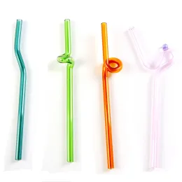 Creative Eco Glass Drinking Straws Special Shaped High Temperature Resistant Milk Cocktail Fruit Juice Beverage Straw High-end