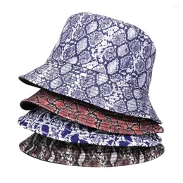 Berets design hip hop verão homem cobra impressão balde boné pescador bonnet feminino chapéu de sol feminino