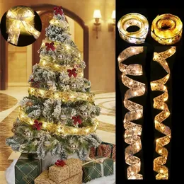 クリスマスの装飾リボンリボンフェアリーライトデコレーションホームクリスマスストリングライトのための木の飾りナビダッド装飾2024年231023
