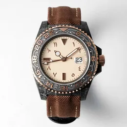 Relógio masculino automático mecânico 3186 movimento relógios 40mm ultra leve fibra de carbono clássico negócios safira pulseira de lona luminosa à prova d'água
