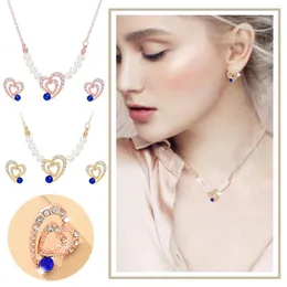 Necklace Earrings Set Wedding Jewelry Teardrop Crystal Rhinestone Bracelets Bridesmaid For Women Party Prom