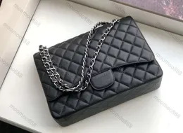 이브닝 백 10A 최고 계층 품질 Maxi Double Flap Bag Luxury Designer 33cm Real Leather Caviar Lambskin Classic Black Purse 퀼트 핸드백 어깨 915ess6