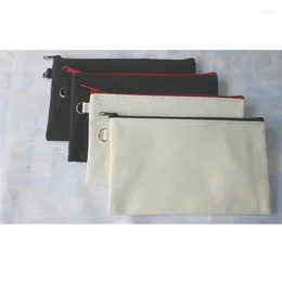 Envoltório de presente 100 pçs / lote em branco lona zíper lápis casos caneta bolsas de algodão sacos cosméticos maquiagem celular saco de embreagem organizador