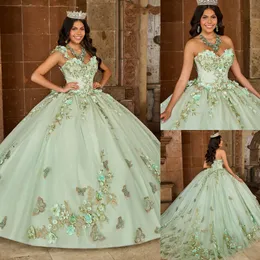 Бальное платье из бисера, кружевные платья Quinceanera, платья для выпускного вечера с блестками, аппликация, вырез в форме сердца, тюль, сладкое 15, маскарадное платье