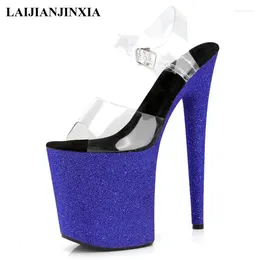 Sandaler Girl's Summer 17cm Peep Toe High Stripper Heels Platform Pole Dance Shoes Sexy Party Women Nightclub Model Show