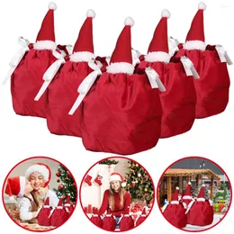 ديكورات عيد الميلاد 10/20 PCS حقائب الهدايا Red Santa Claus القابلة لإعادة الاستخدام القابلة لإعادة الاستخدام أكياس تخزين الحلوى لزينة العطلات