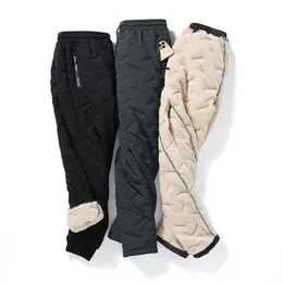 Calças masculinas novas calças de lã quente de caxemira masculina solta cor sólida calças de cordão de pelúcia outono inverno casual fora calças esportivas