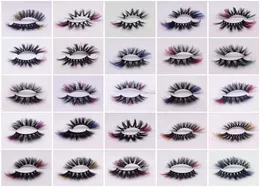 Färgad 25mm 3D Mink Eyelashes 39 Styles Dramatiska fluffiga volym False Eyelash Highlight On the End Cosplay Costumes Full Strip LAS3899825