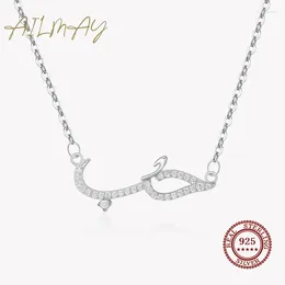 Pendants Ailmay Simple 925 Sterling Silver Line Type Pattern Crocodile Pendant Necklaces For Women Fashion Jewelry